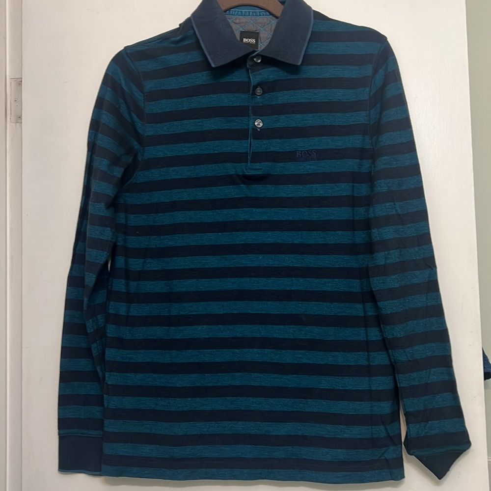 HUGO BOSS Long Sleeve Polo Shirt, 100% cotton, Size M